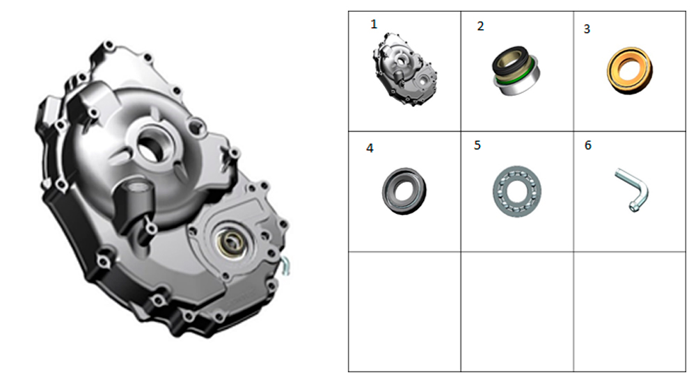 Правая крышка картера ZT1P77MP (компоненты)