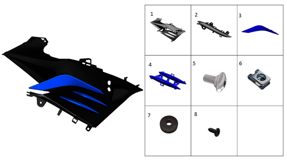 Накладка крыла внутренняя правая (синяя)