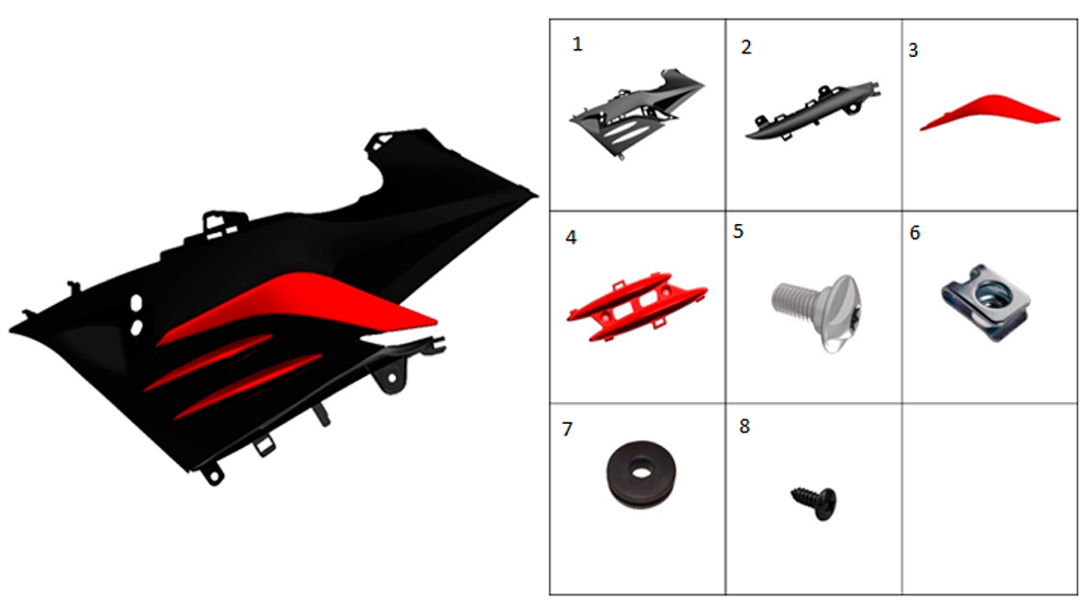 Накладка крыла внутренняя левая (красная)