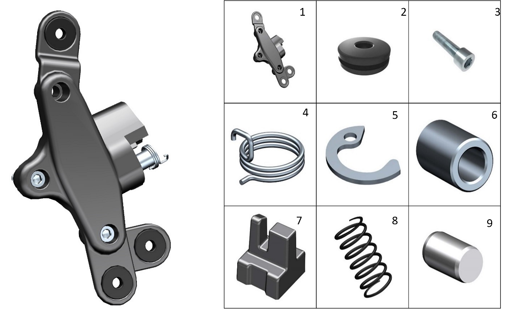 Кронштейн задней левой подножки