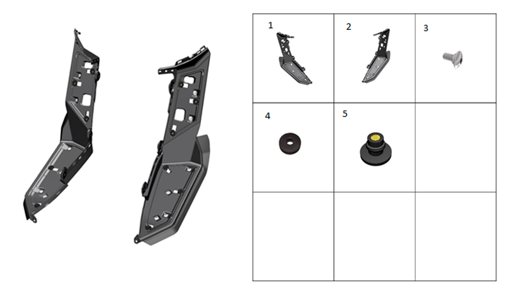 Пластик накладок опоры для ног