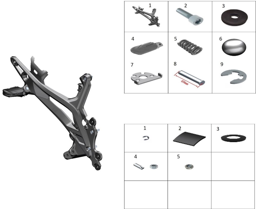 Опора подножек пассажира правая