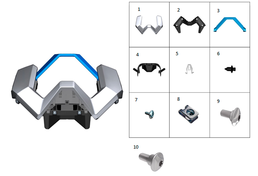 Передняя верхняя панель в сборе (серая)