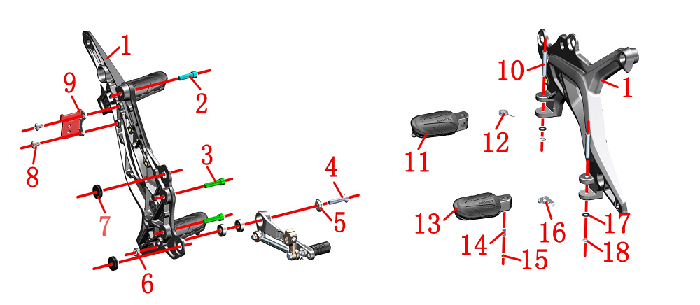 Опора подножек пассажира левая
