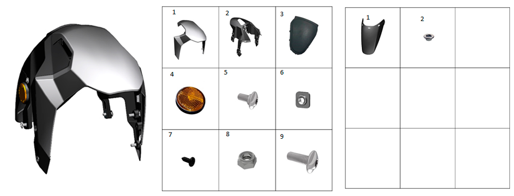 Крыло переднее (серое)