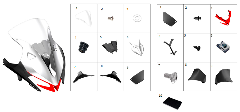 Ветровое стекло в сборе (красная вставка)