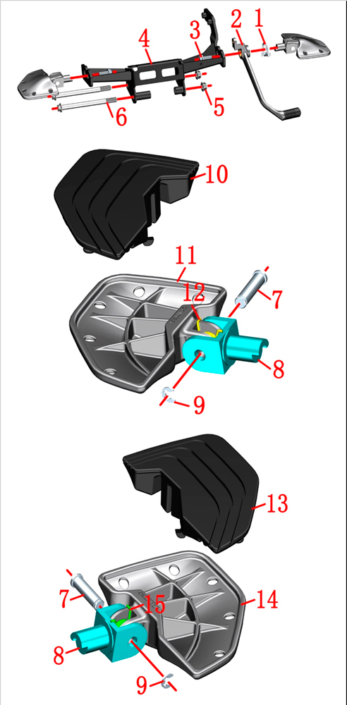 Педаль тормоза и подножки