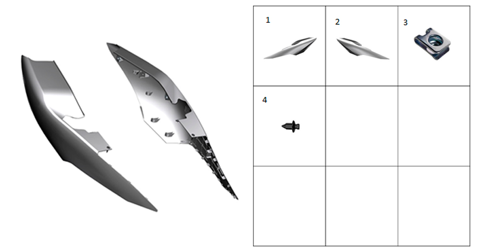 Накладки задние хвостовой части (серебристые)