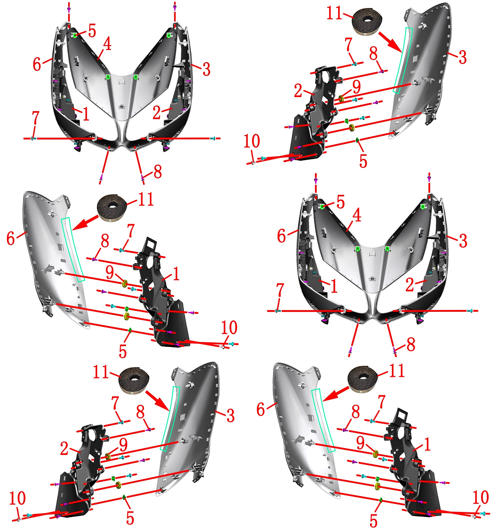 Крепеж пластика переднего