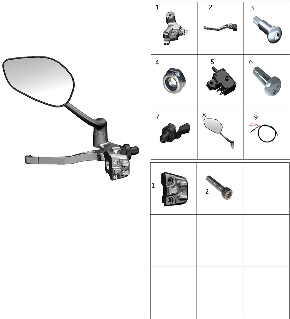 Элементы левой ручки руля