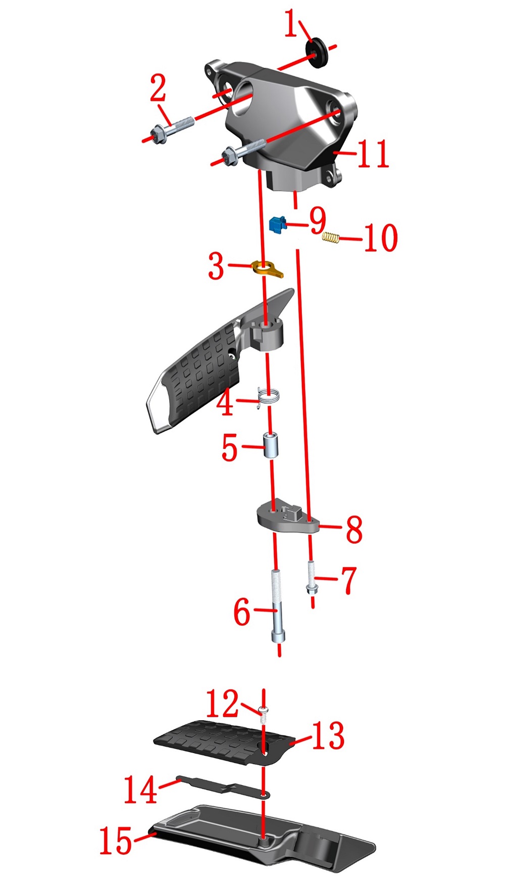 Задняя левая педаль в сборе