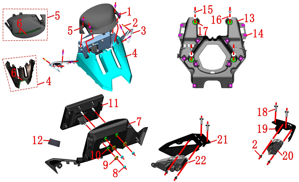 Передняя панель прибора в сборе