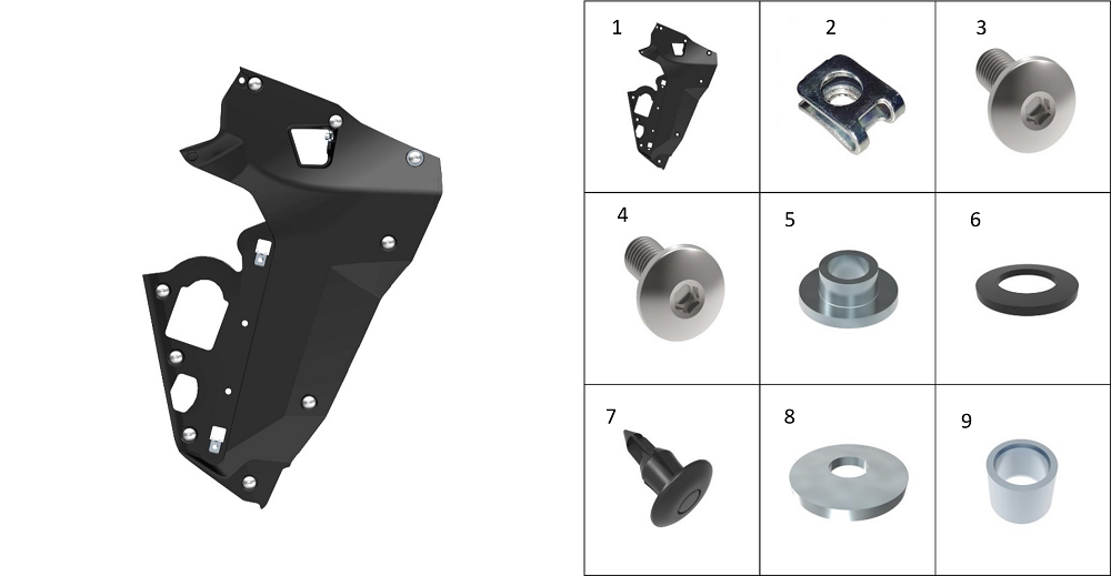 Крепежная пластина декоративной накладки топливного бака левая