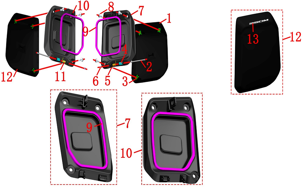 Сборка крышки переднего вещевого ящика