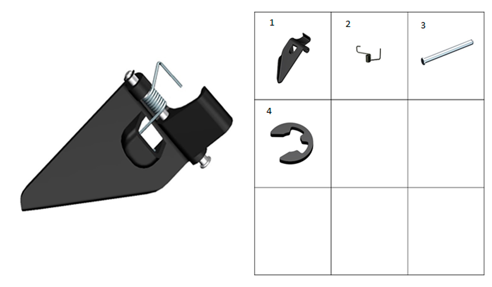 Левый крючок замка переднего вещевого ящика