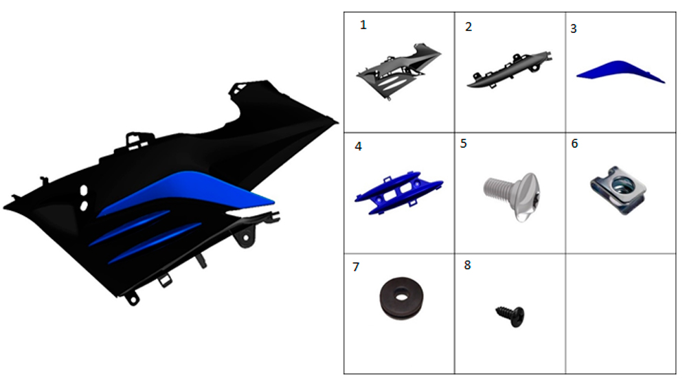 Накладка крыла внутренняя левая (синяя)