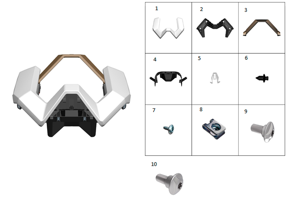 Передняя верхняя панель в сборе (белая-перламутровая)