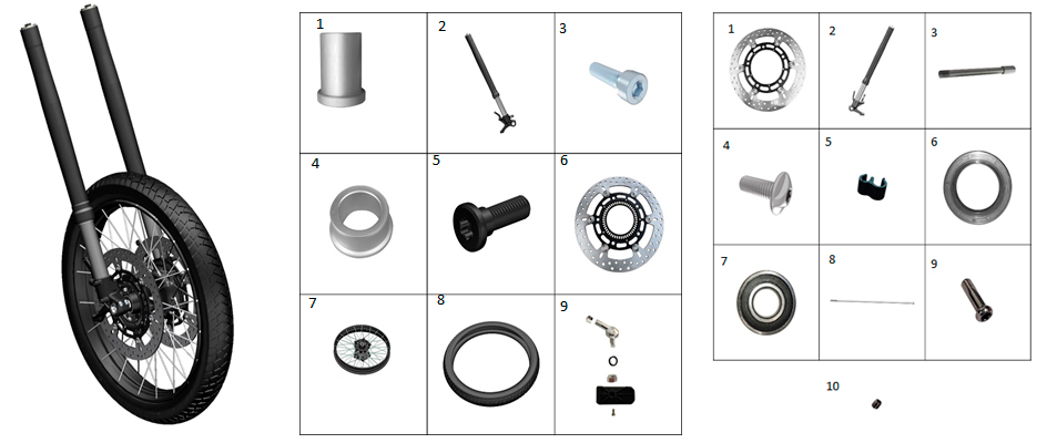 Колесо и амортизаторы передние