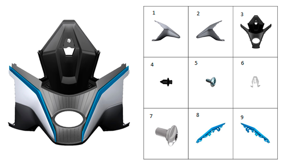 Передняя нижняя панель в сборе (серая)