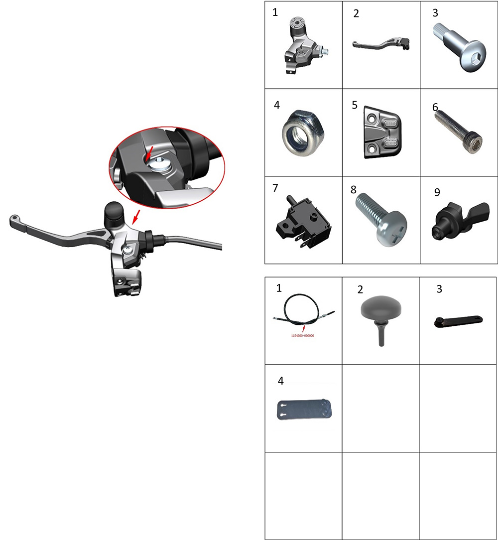 Элементы левой ручки руля