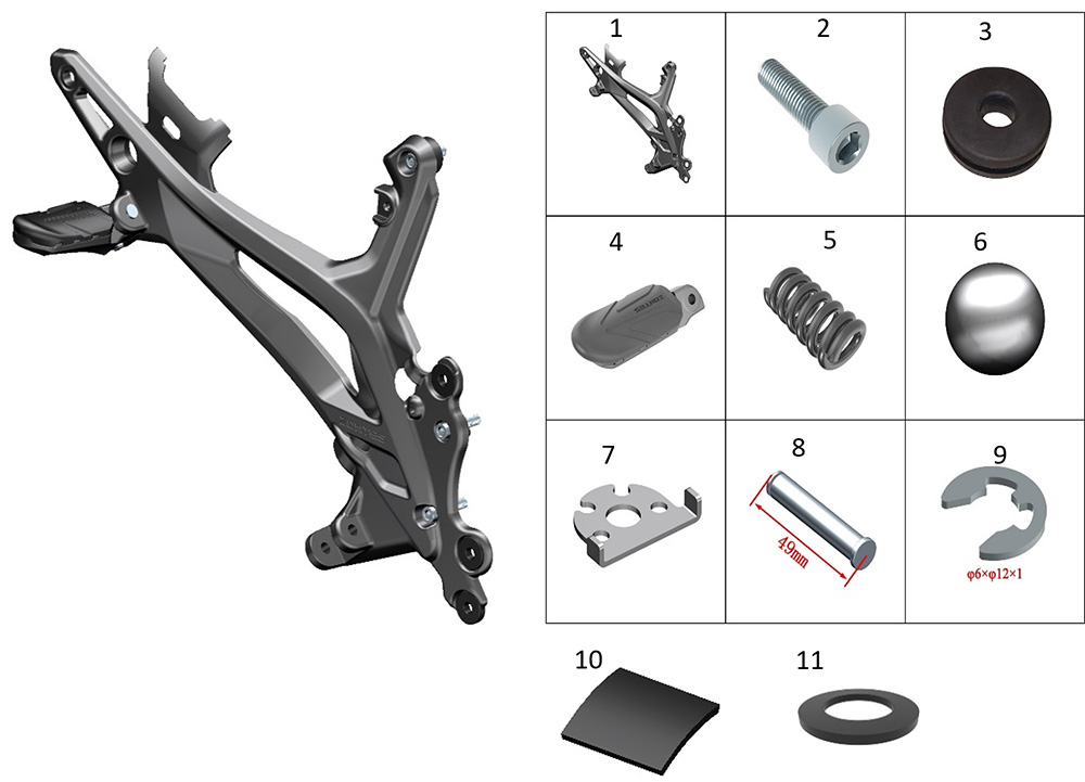 Кронштейн подножек правый
