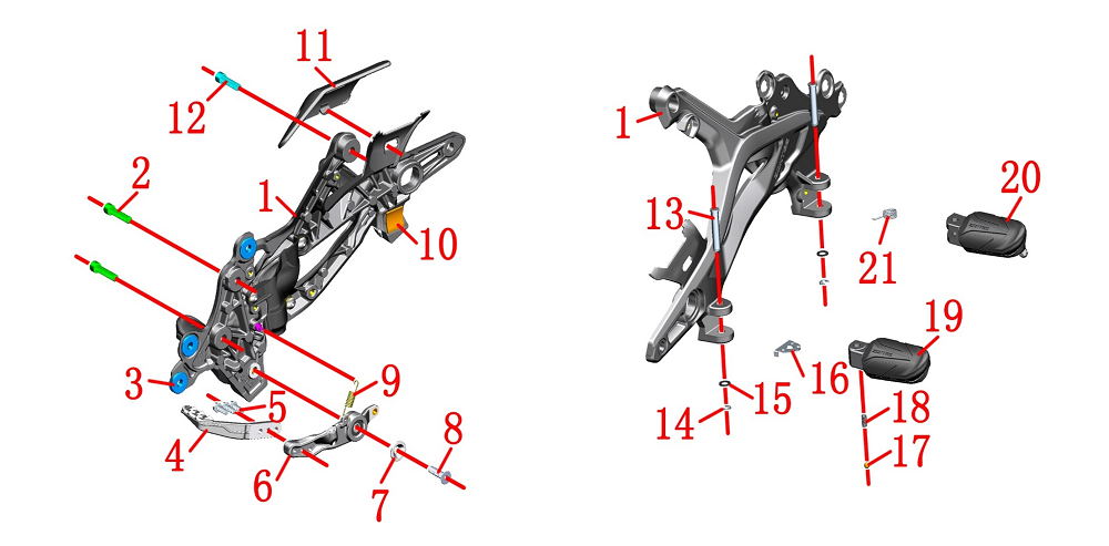 Опора подножек пассажира правая