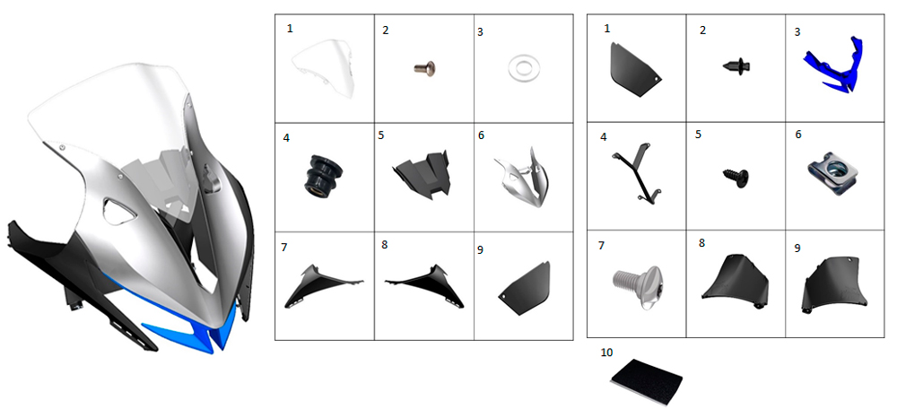 Ветровое стекло в сборе (синяя вставка)