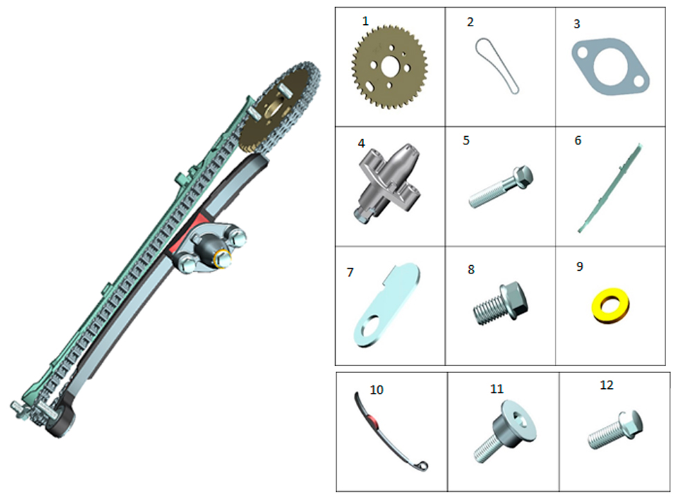 ZT1P72MN Система механизма натяжения цепи ГРМ