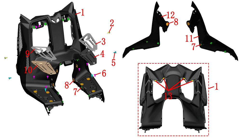 Передняя панель ящика для хранения в сборе
