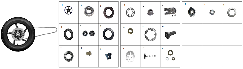 Колесо заднее (черный диск с синим ободом)