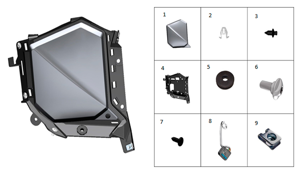 Передняя боковая правая панель в сборе (серая)