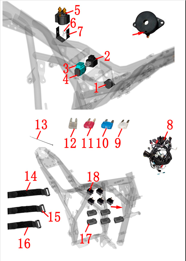 Электрокомпоненты рамы-1
