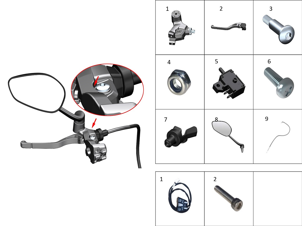 Элементы левой ручки руля
