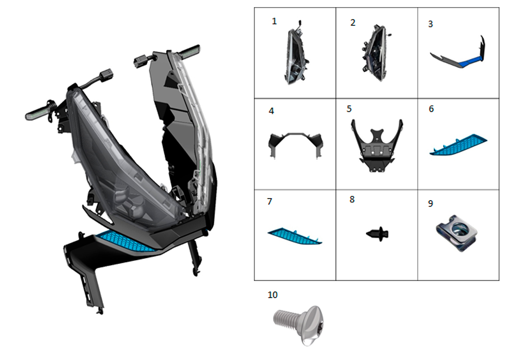 Фара и облицовка передняя боковая (синие дефлекторы)